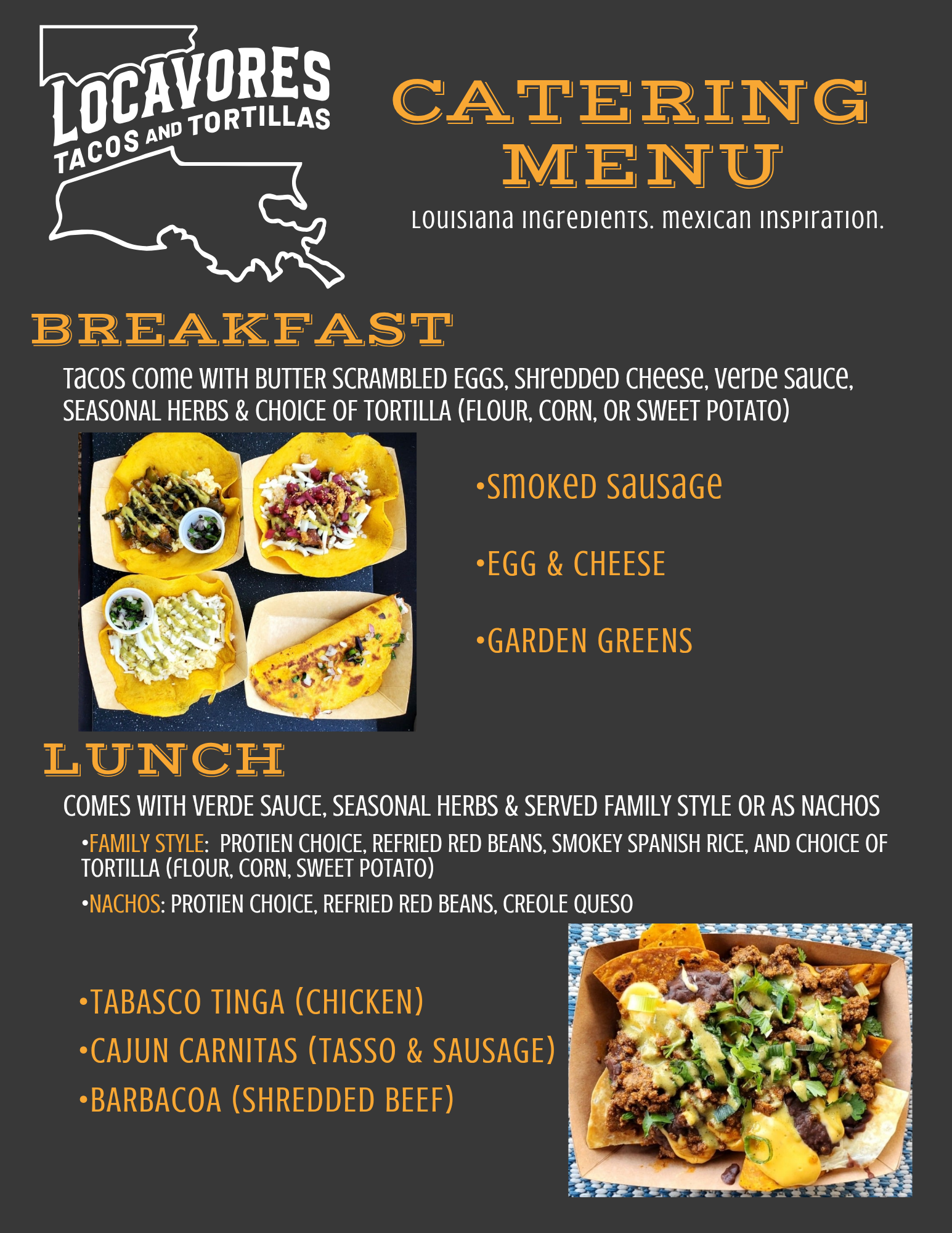 Louisiana Locavores Full Menu